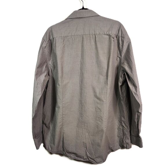 KENNETH COLE Grey Cotton Slim Fit Button-Down 17.5 34-35 Men's Long Sleeve Shirt - Picture 3 of 6